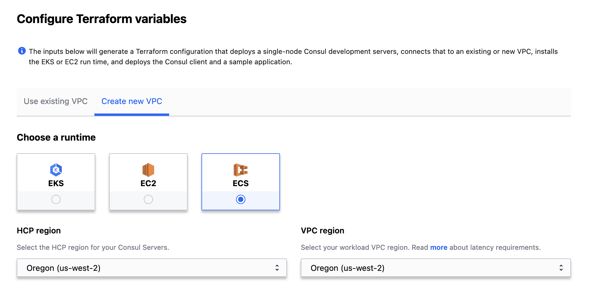 HCP UI Consul - Deploy with Terraform - ECS with new VPC